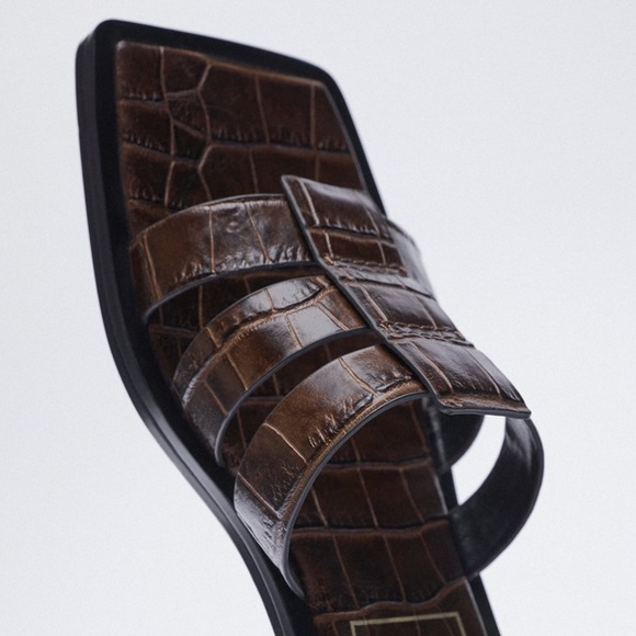 ZARA Animal Print Leather Sandals - Picture 3 of 7